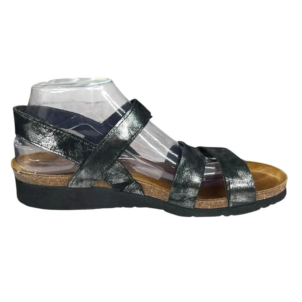 NAOT Women’s Kayla Metallic Grey Slingback Sandal Size 41 US 10/10.5